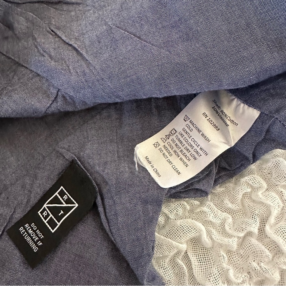 Chambray Ruffle Crop Top by Thakoon Size 10 - Picture 15 of 15